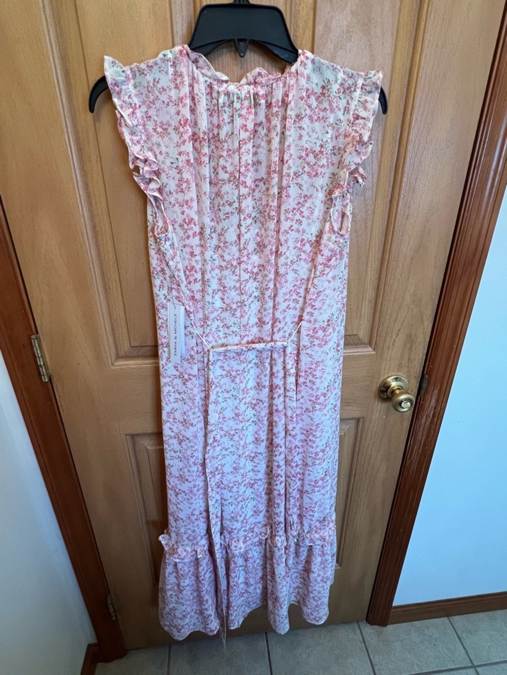 Emma & Michele Pink Floral Ruffled Maxi Dress - Picture 9 of 14
